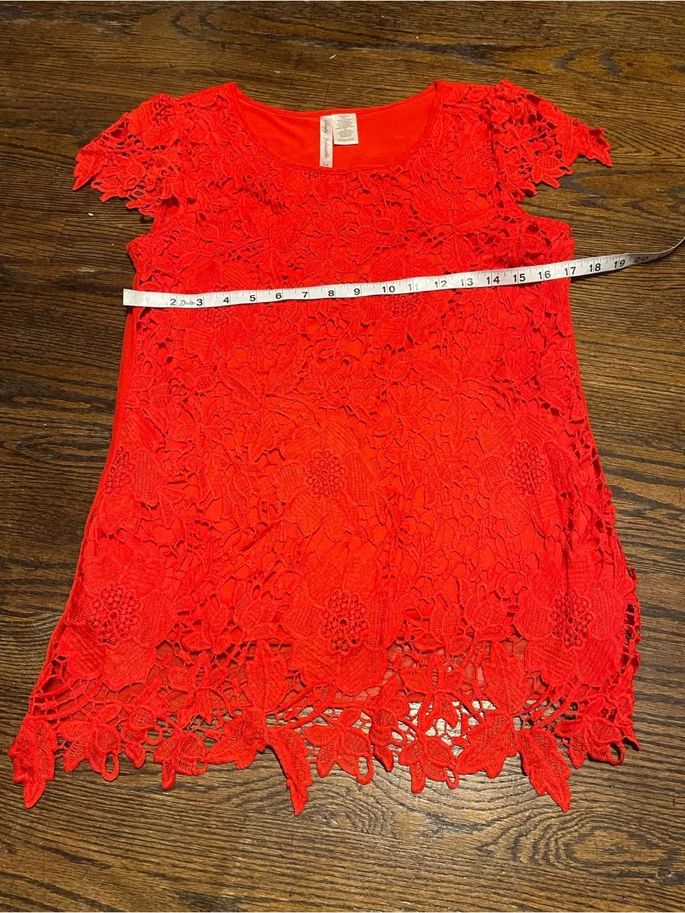 Simply Irresistible Red Lace Short Sleeve Scoop Neck Top size M 100% cotton - Picture 12 of 12